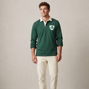 Rowing Blazers Men's Ireland Shamrock Soft Pure Cotton Rugby Shirt Size L Green